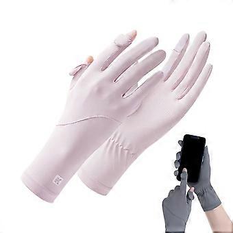 Guantes largos de verano para mujer con protección solar, compatibles con pantallas táctiles y con palma resistente al desgaste, fabricados en seda helada, ideales para uso en exteriores.