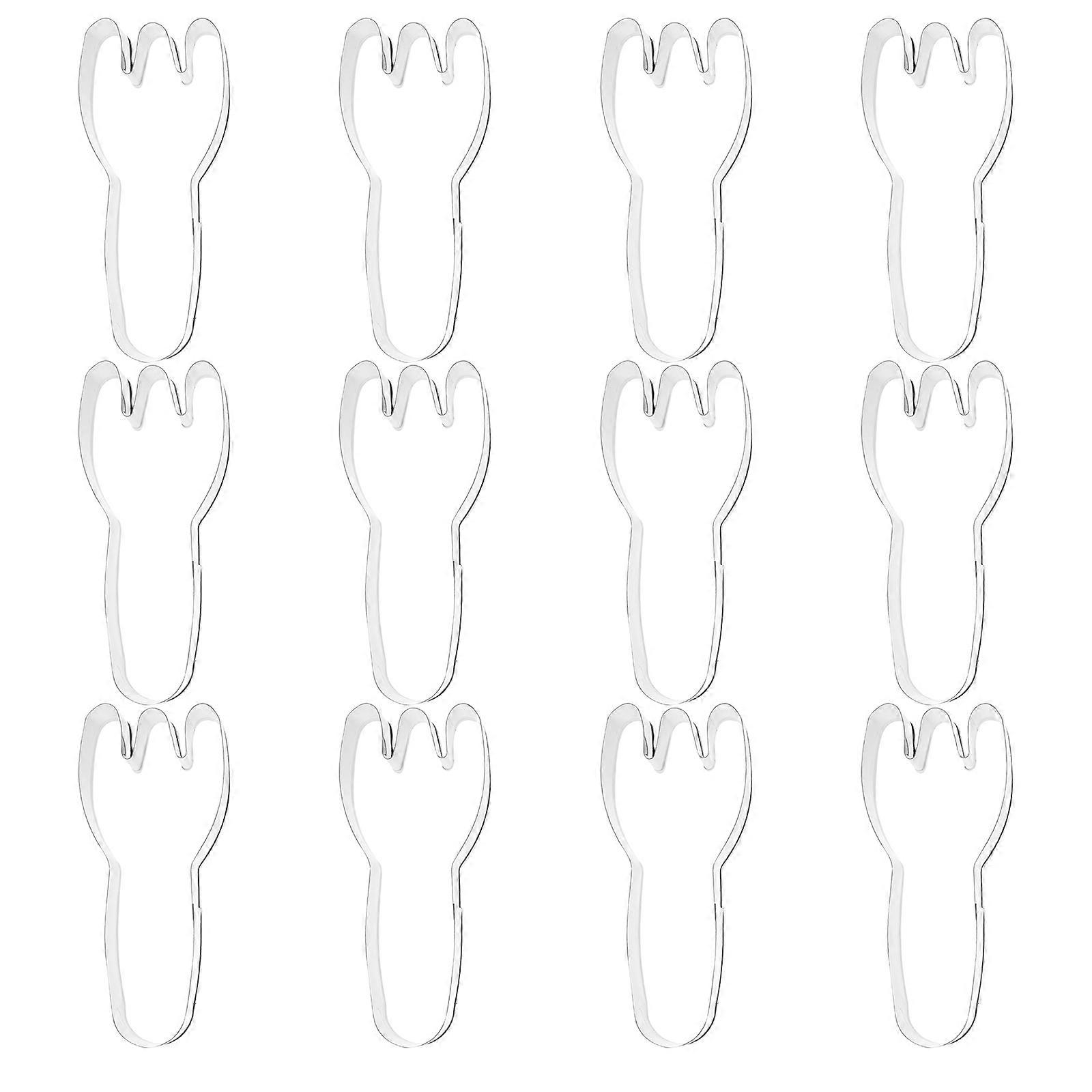 Fork Shape Cookie Mold Stainless Steel for Baking 12Pcs Silver Set