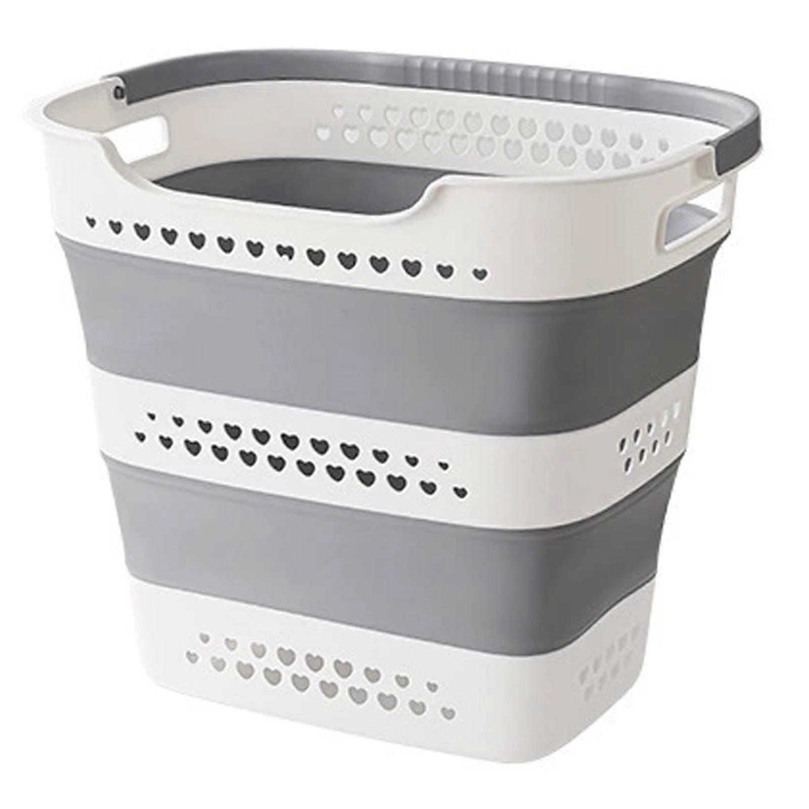 Portable Foldable Storage Container/Organizer Laundry Hamper Basket Space Saving Folding Plastic Laundry Baskets Multicolor