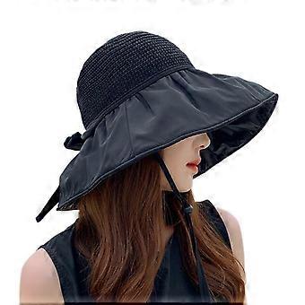 Women's Wide Brim Sun Hat Summer UV Protective Hat Packable, Great for Beach, Fishing, Safari, Garden, Pool, Hiking (Black)