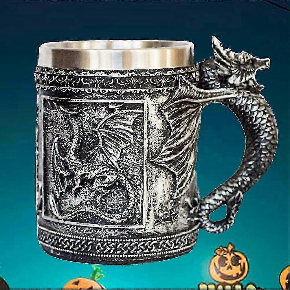 Skull Pattern Cup 3D Resin Design for Drinking Silver Mug