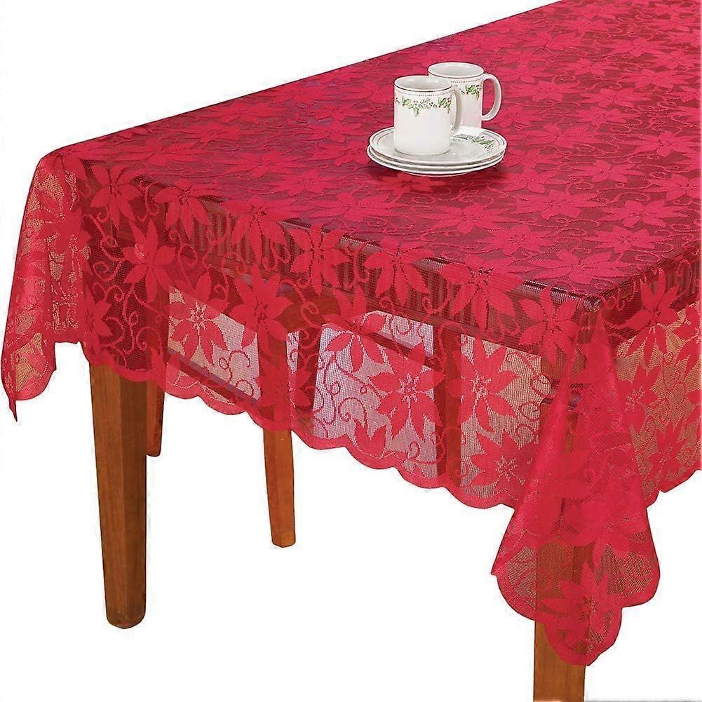 Floral Tablecloth, Red (60" X 83" Rectangle)