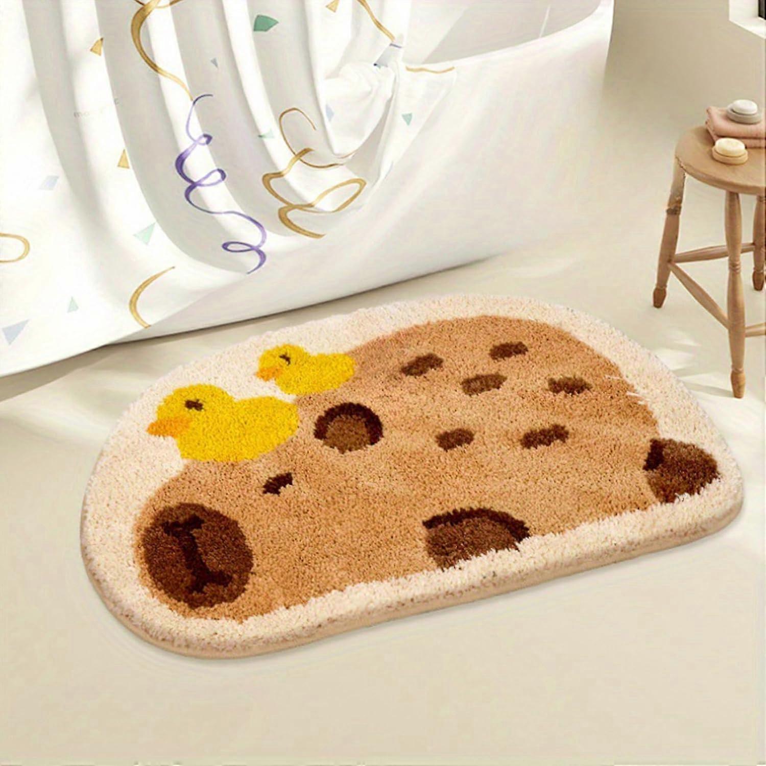 Bath Mat with Capybara and Duck Pattern, Soft and Non-Slip, Washable,