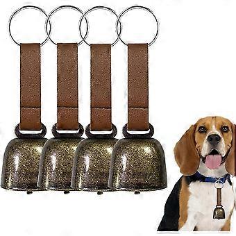4 STÜCKE Laute Bärenglocken mit Lederknopfriemen, Hundehalsband Glocke Haustier Glocken Tracker Noise Ma