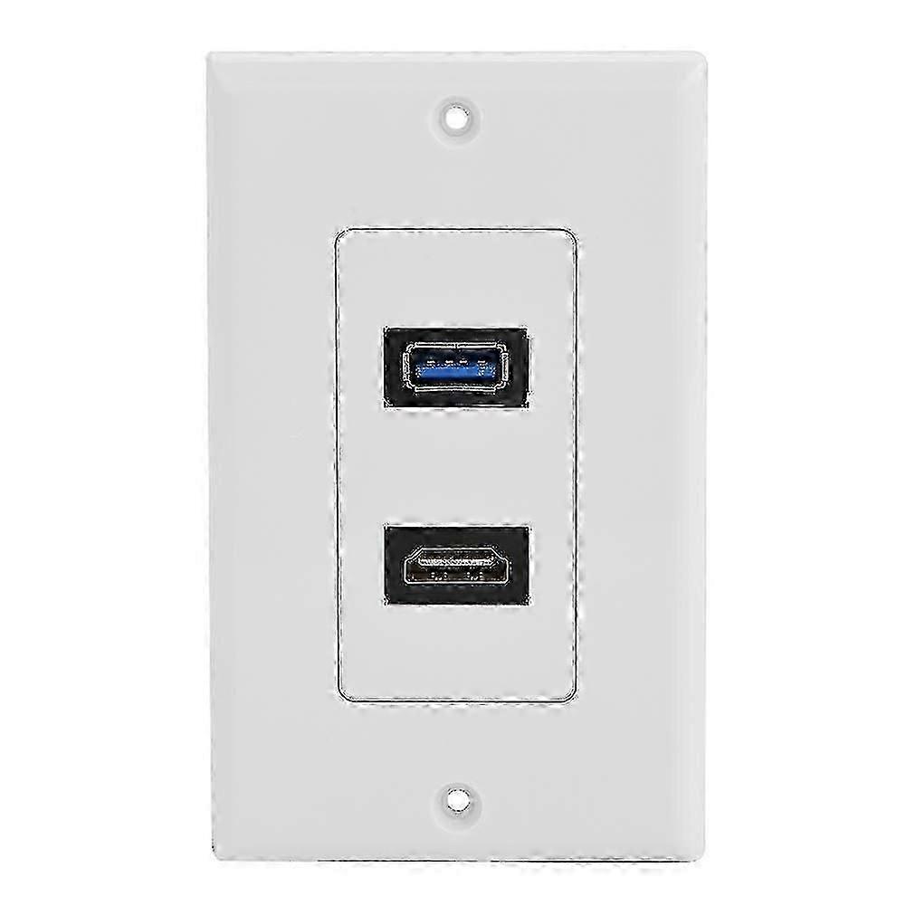 Hdmi And Usb 3.0 Socket Wall Socket, Flush-mounted Socket Wall Plate Socket, 2 Port Hdmi High Speed Junction Socket Flush-mounted Socket, White