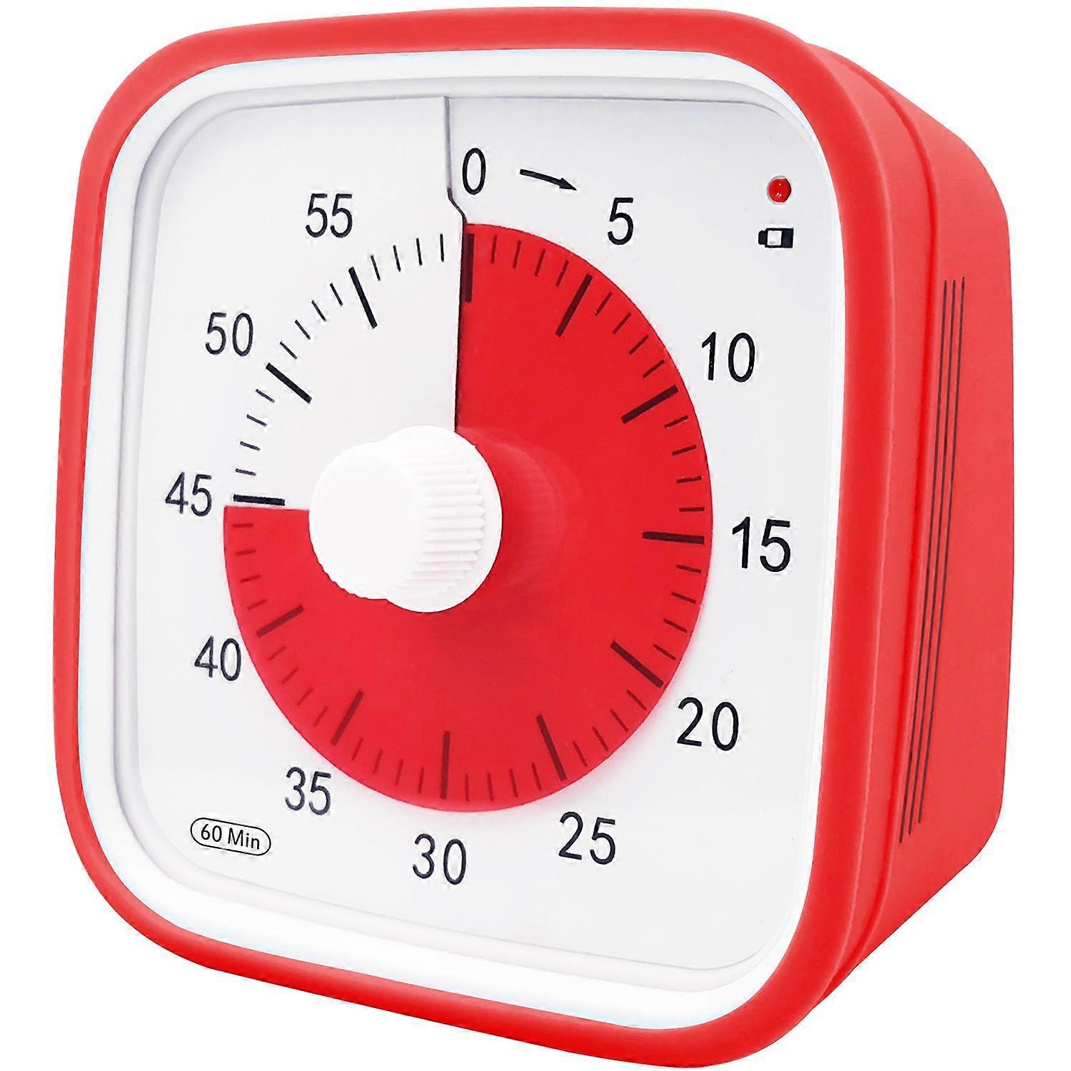 Visual Countdown Timer, Oversize Classroom Visual Timer For Kids And Adults, Durable Mechanical Kitchen Timer Clock-Red