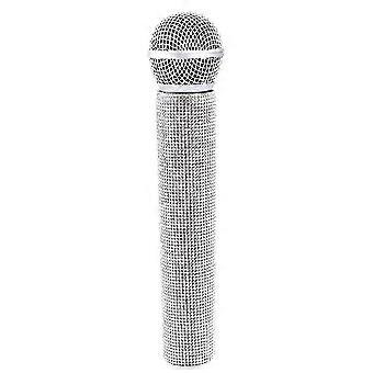 Glinsterende strass-simulatiemicrofoon-rekwisieten, nepmicrofoon voor thuis, bar, feestdecoratie, ornamenten, zangoefeningen, zilver