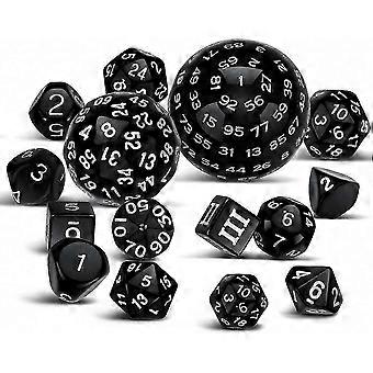 15 Pieces Polyhedral Dice Set D3-D100, Acrylic RPG Dice for Role Playing Games, Black White Classic