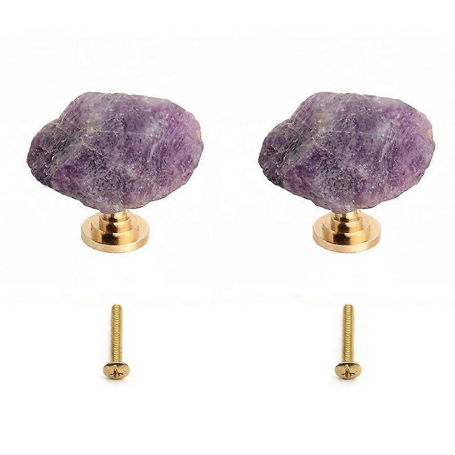 Two Amethyst Brass Handles