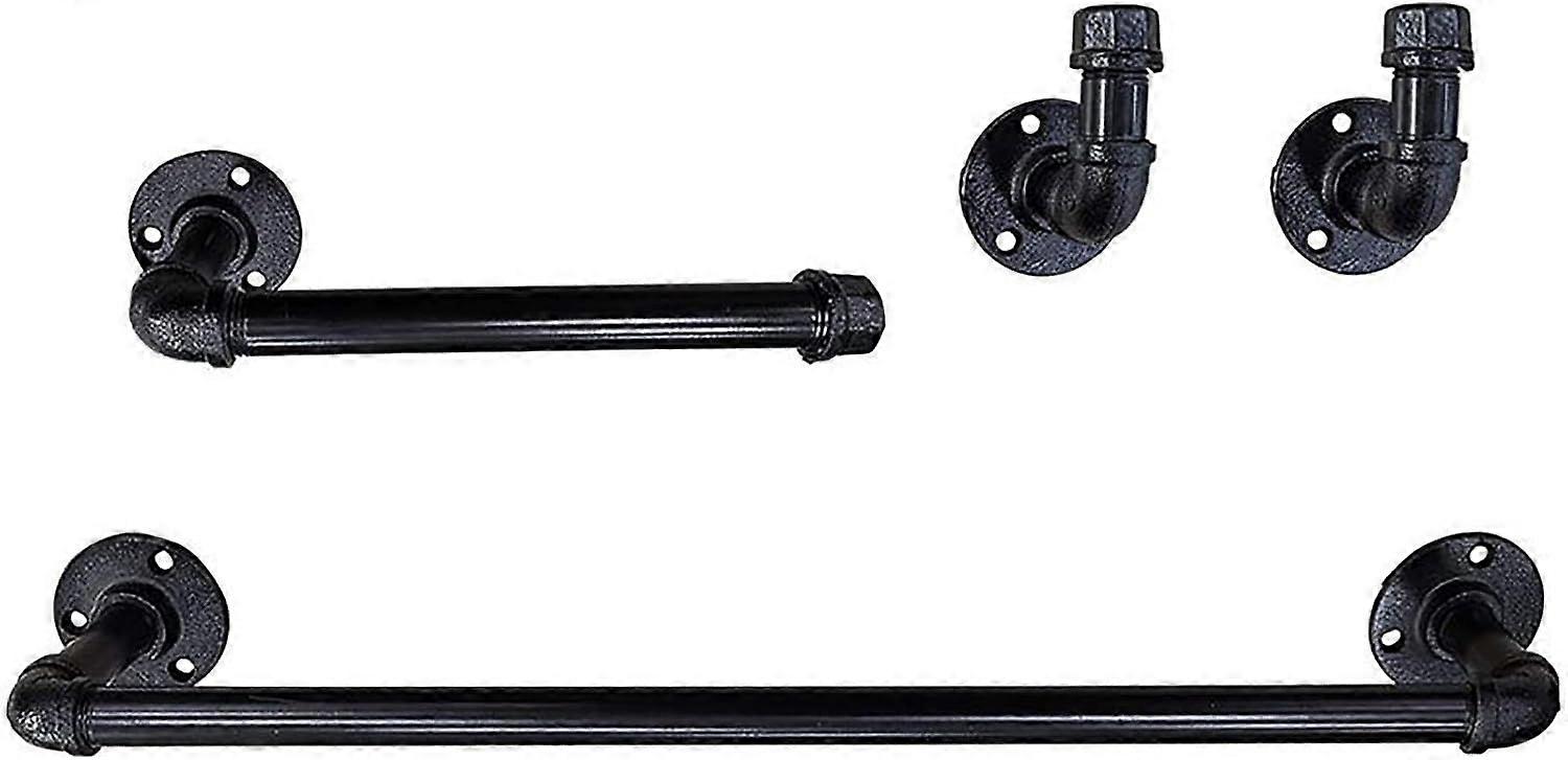 Bathroom Hardware Fixture Set Industrial Wall Mount Kit Includes Black