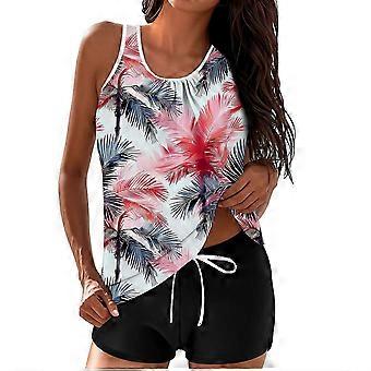 Women Two Piece Bathing Suits Bikini Swim Tank Top with Graphic Boyshorts Swimwear Sets safflower XL