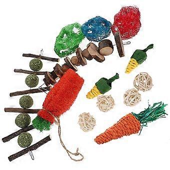Rat Chew Toys Small Animal Chew Toys Rabbit Chew Toy Wooden Chinchilla Chew Toy Indoor Play Daily Life Wood Material 16Pcs