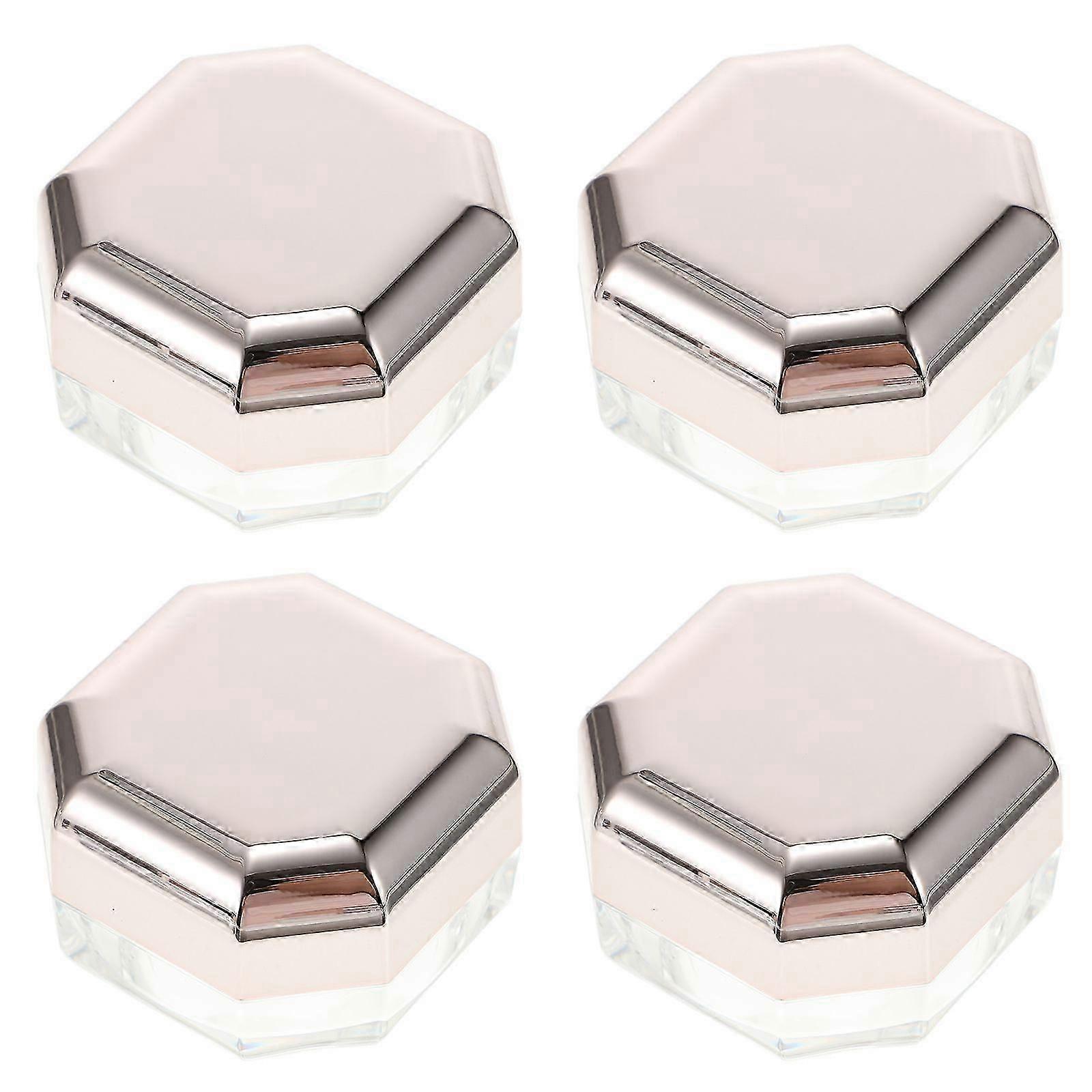 4Pcs Octagonal Makeup Powder Box Rose Gold Set