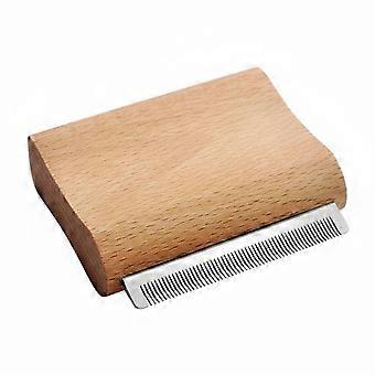 Wood Handle Curry Comb Removes Loose Hair Stainless Metal Equine Comb Gentle on
