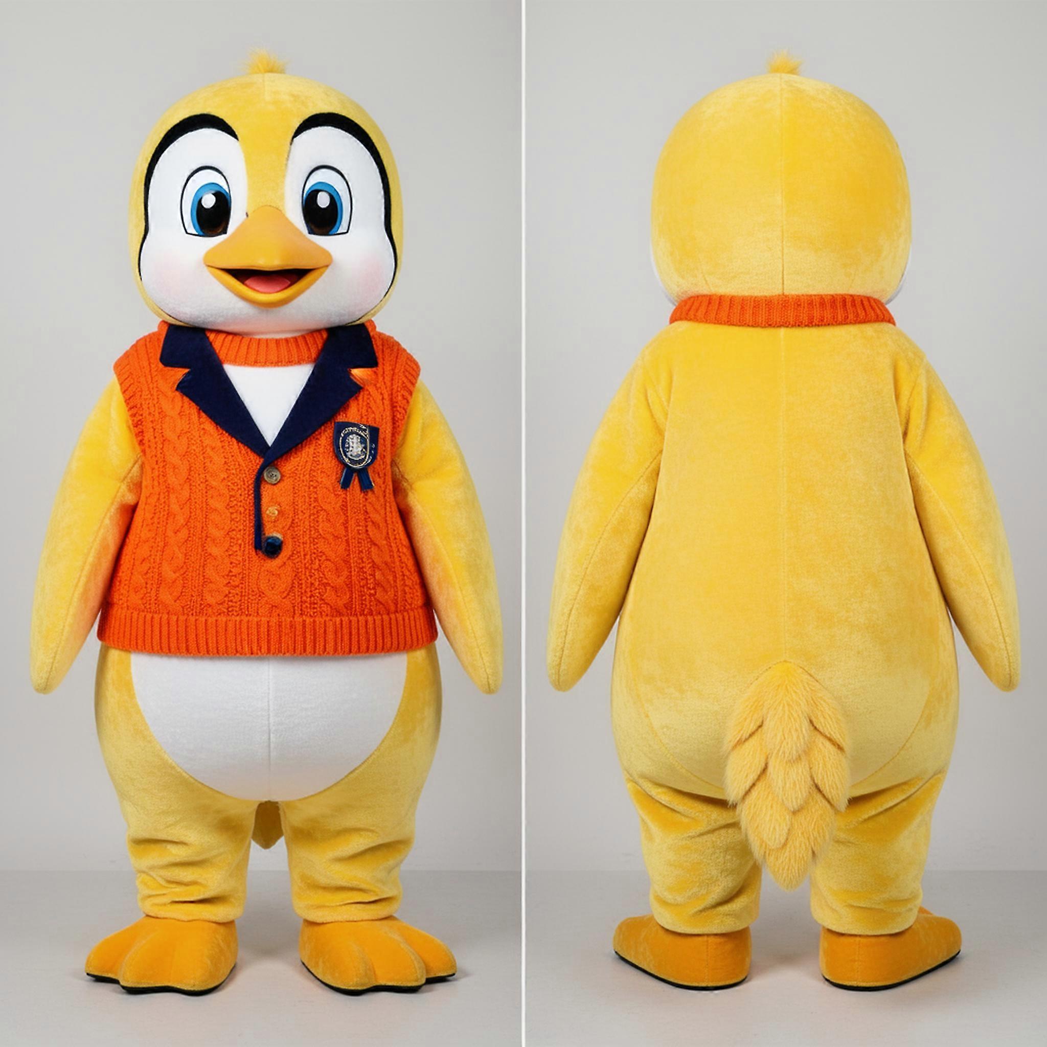 MASTICOT Yellow Fluffy Penguin Mascot