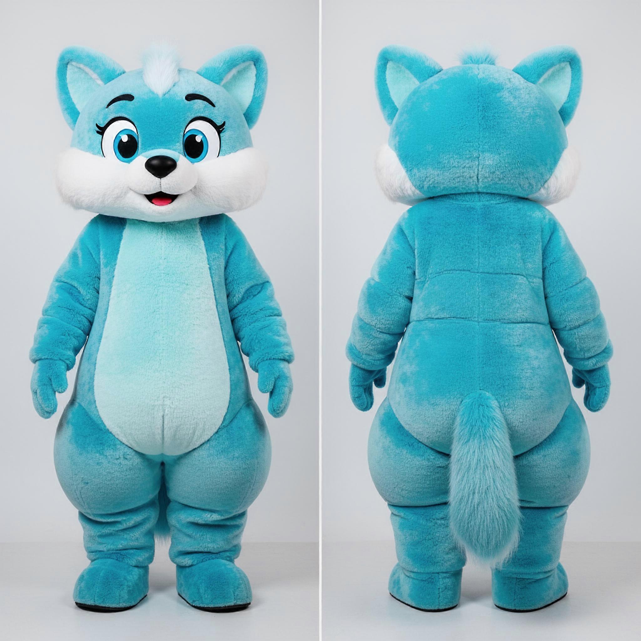 MASTICOT Cyan Velvety Ermine Mascot