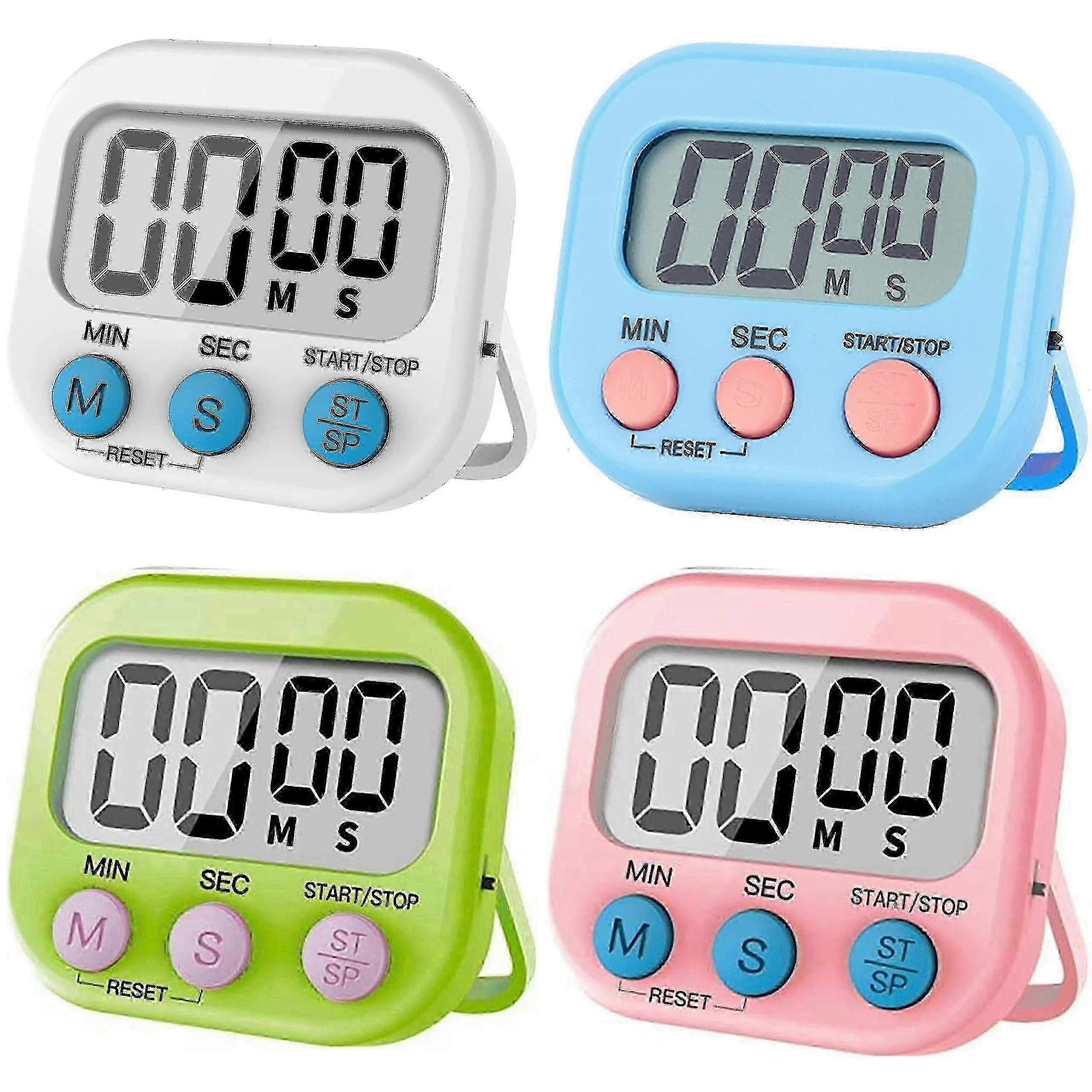 4-Pack Kids Parents Versatile Timer Countdown Stopwatch Features Included