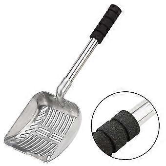 Aftagelig kattegrusske med langt skaft, metal, rustfri stål, dyb skovl, non-stick