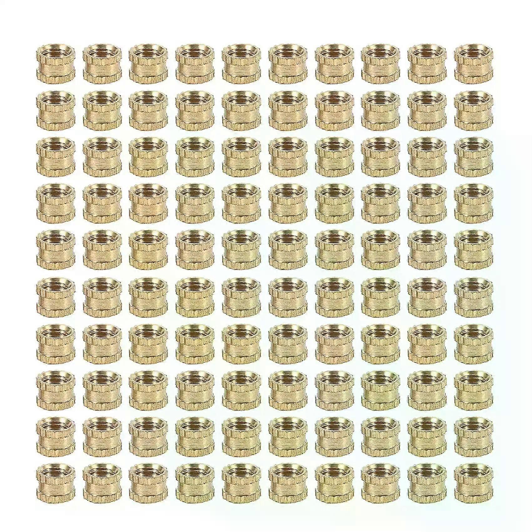 M3 x 3mm Female Thread Brass Knurled Threaded Insert Embedment Nuts 100PCS