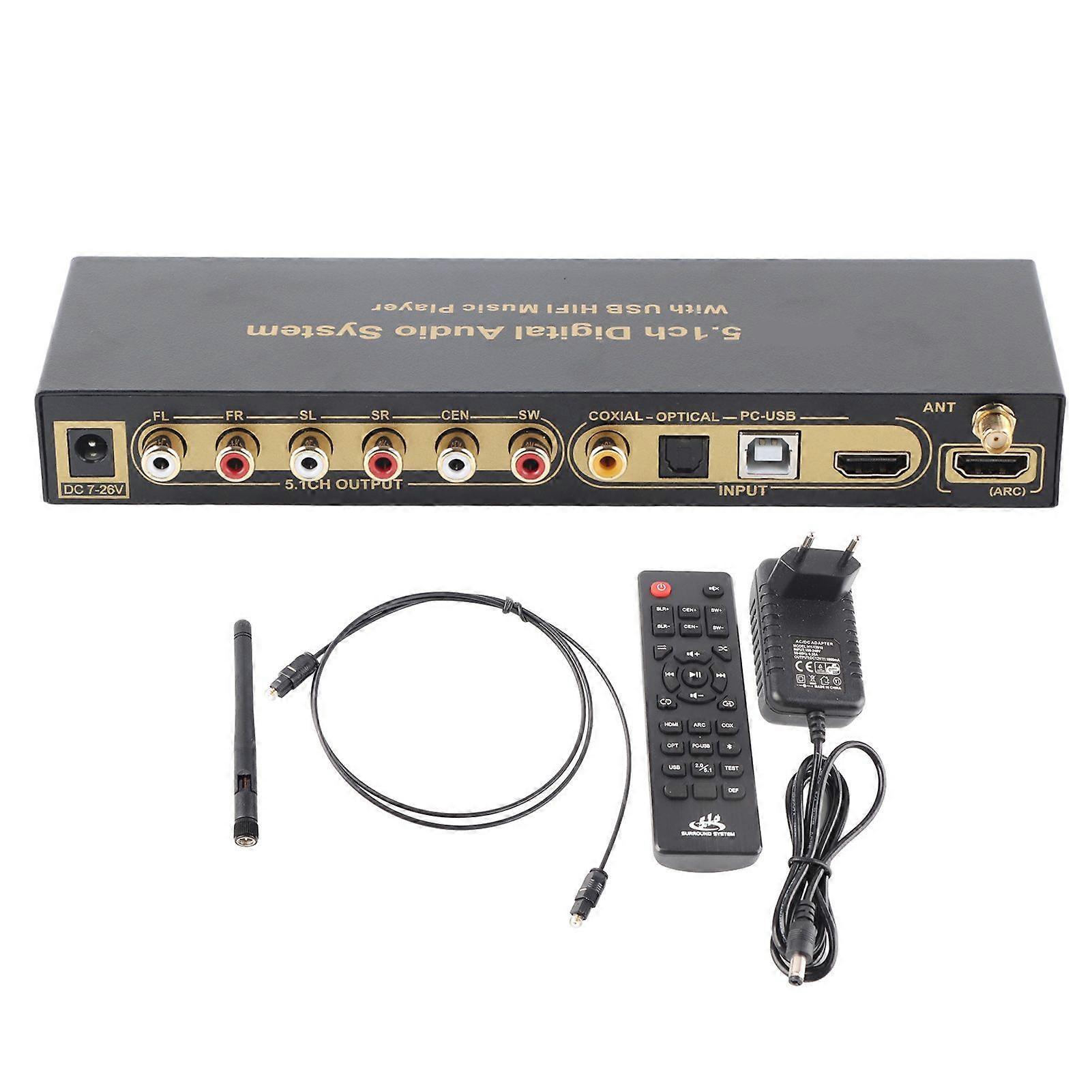 HD Multimedia Interface 5.1CH Sound Decoder HD Multimedia Interface Digital Sound Extractor Converter 100?240V EU Plug