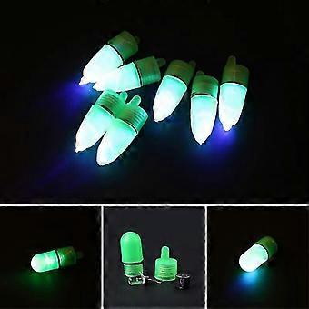 10pcs/bag Flotador nocturno Caña de pescar Punta Luz LED Alarma Campana Mordedura Carpa Clip Alerter luz azul luz verde luz verde