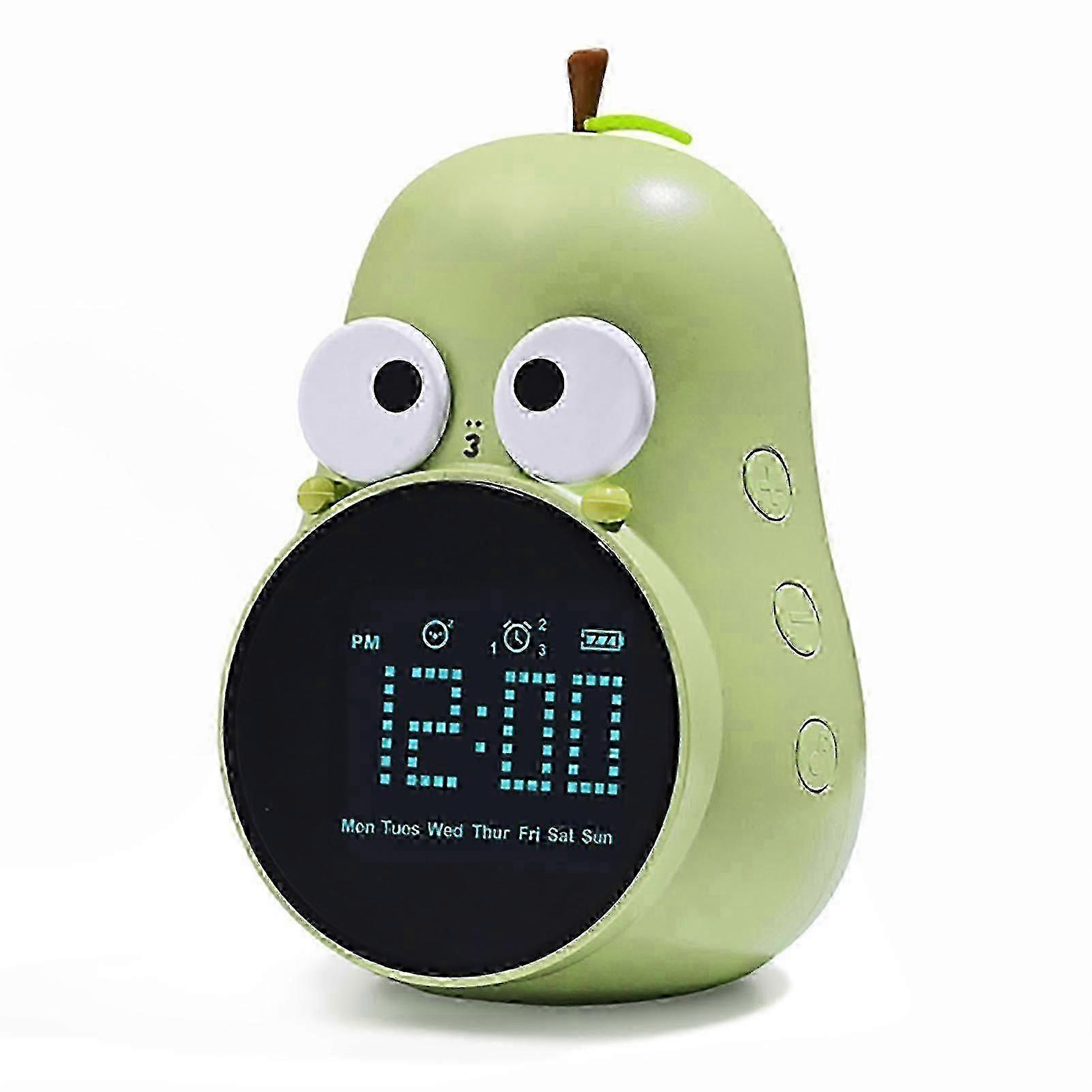 Cute Pear Designed Digital Alarm Clock, Features 6 Ringtones, Snooze Function, Rechargeable, Multi-functional with Countdown for Desktop Placement