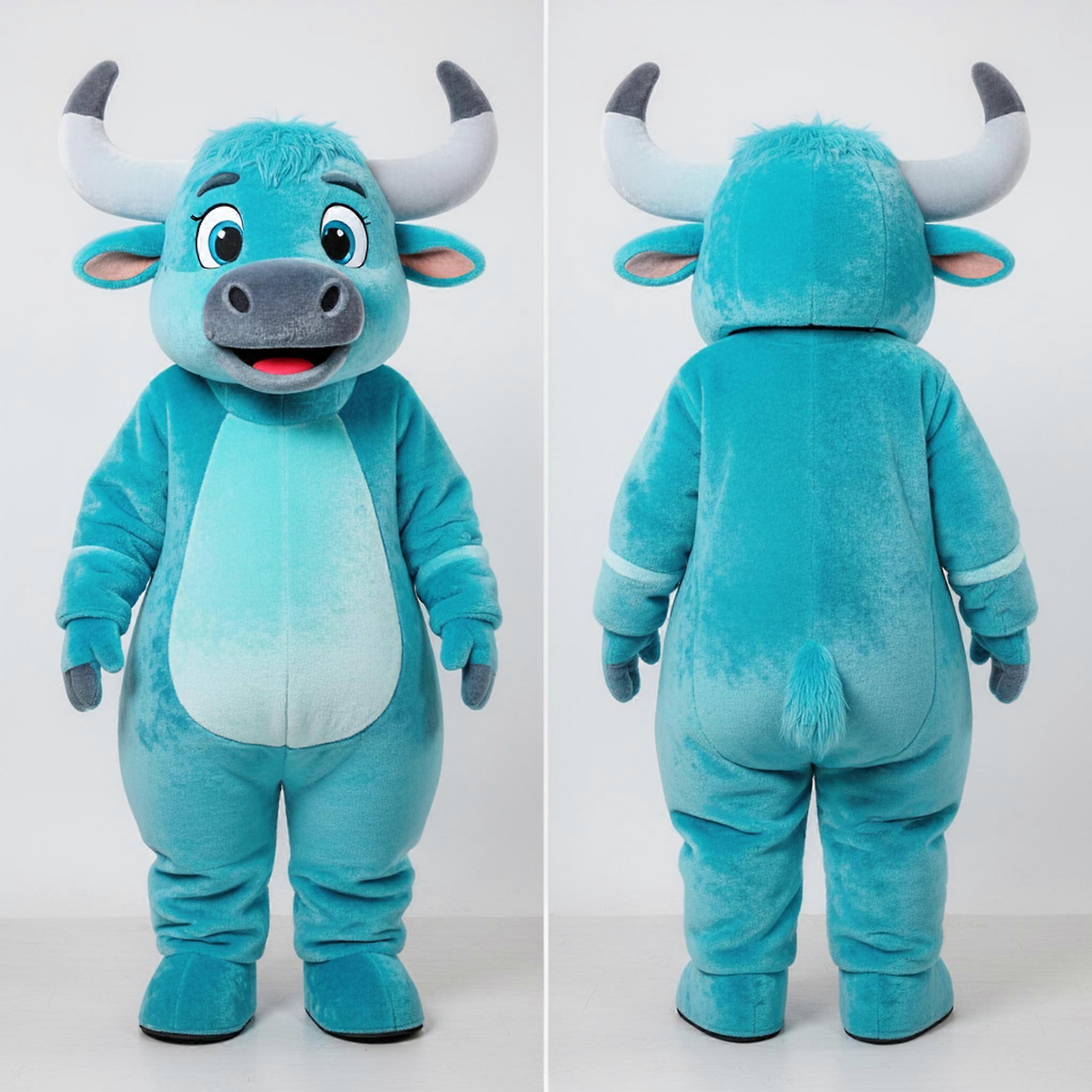 MASTICOT Cyan Cartoon Yak Mascot