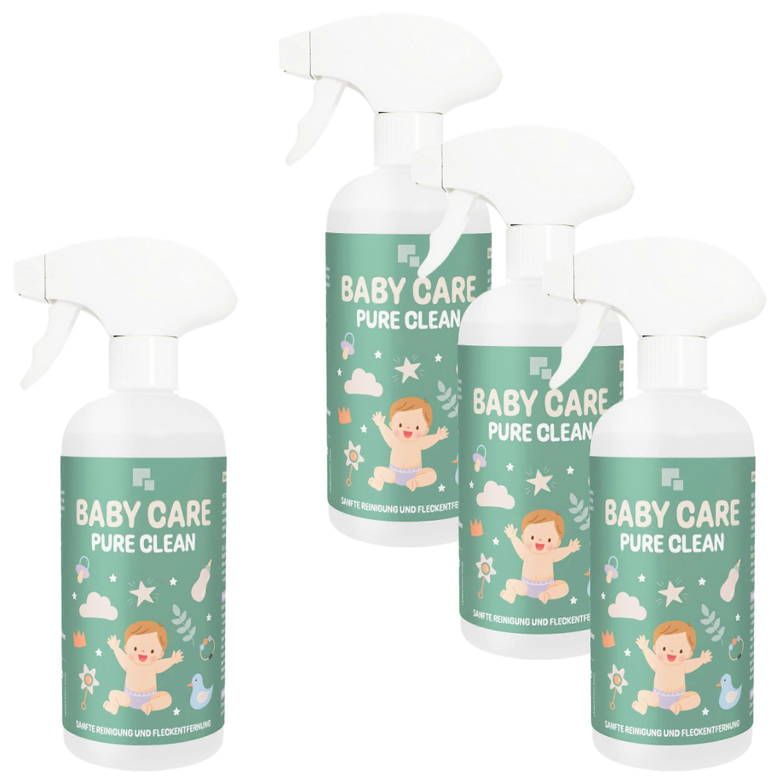 4 x HOTREGA® Baby Care Pure Clean, 500 ml spray bottle.