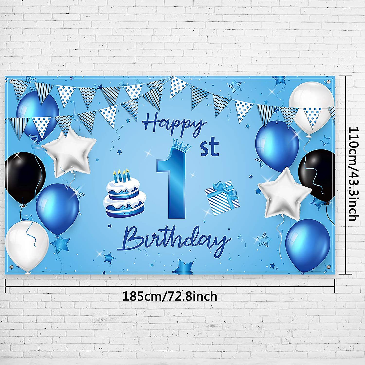 Corona 1° Compleanno + Bandiera Blu - Set Decorazione Festa Bambino | Accessori Foto E Party - Foto 4