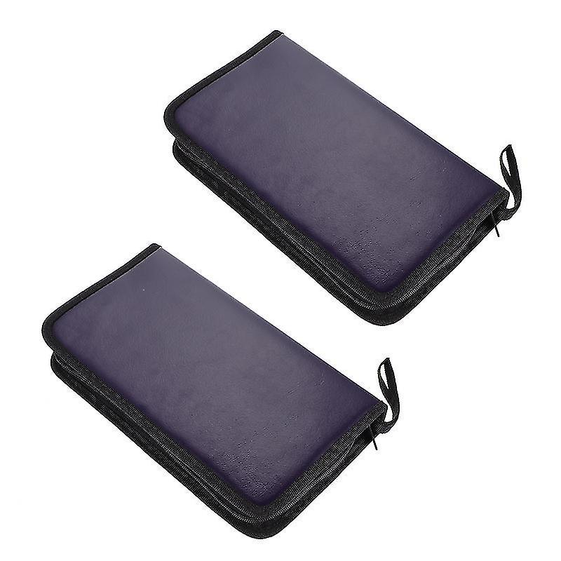 15.5X28.5cm Blue Vehicle Organizers 2pcs Dvd Pouch Portable 80 Capacity Zipper Cd Storage Case Holde
