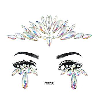 Veeki 1PCS  Luminous Face Jewels Crystal Glitter Stickers , Makeup Green Halloween Rainbow Tears Glow In Dark Rave Accessories