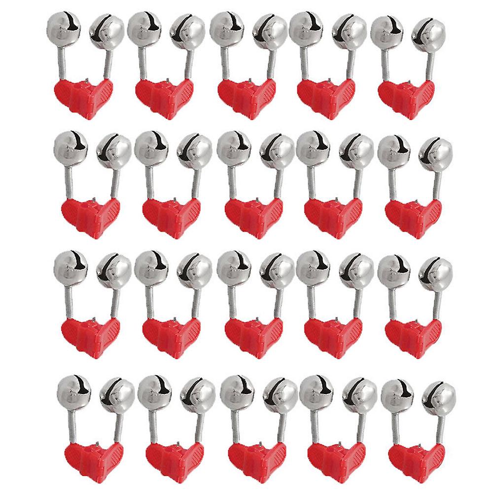 20X Red Hot Plastic Clip Double Rod Bite Alarm Fishing Bells Ring HFMQV