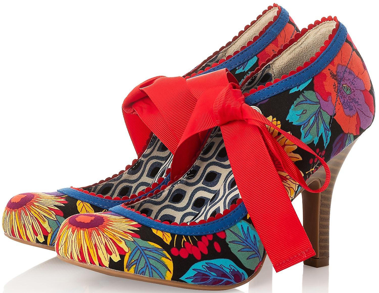 Ruby Shoo Willow Black Botanics Womens Hi Heels Court Shoes