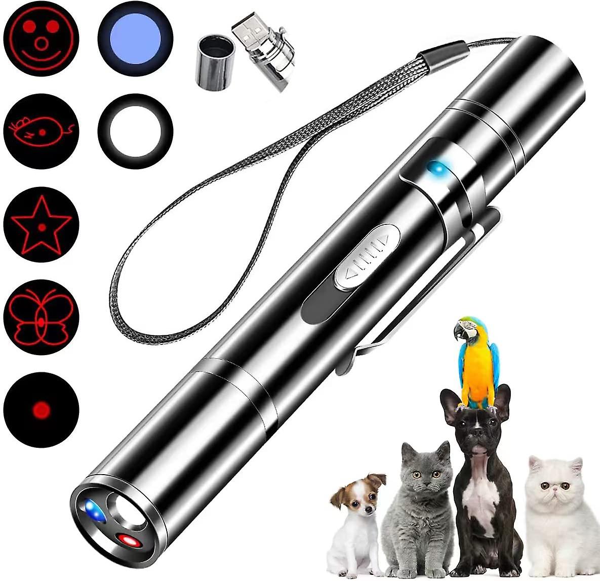 CAT pointer Toy, Dog laser pointer, 7 laser adjustable modes, remote 3 mode trainer follower interactive Toy, USB charging
