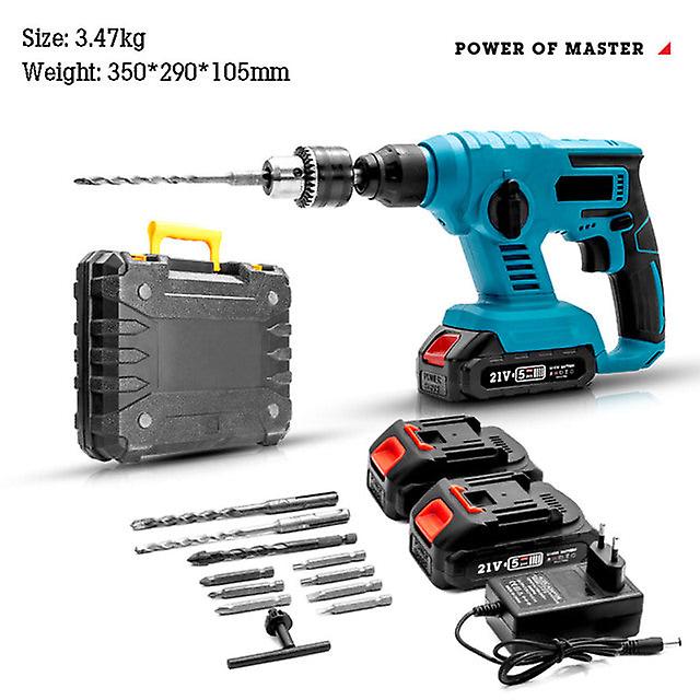 3 In 1 Cordless Electric Hammer Drill Perforator Battery Rotary Hammer Rechargeable Wireless Impact Drill Concrete Demolition