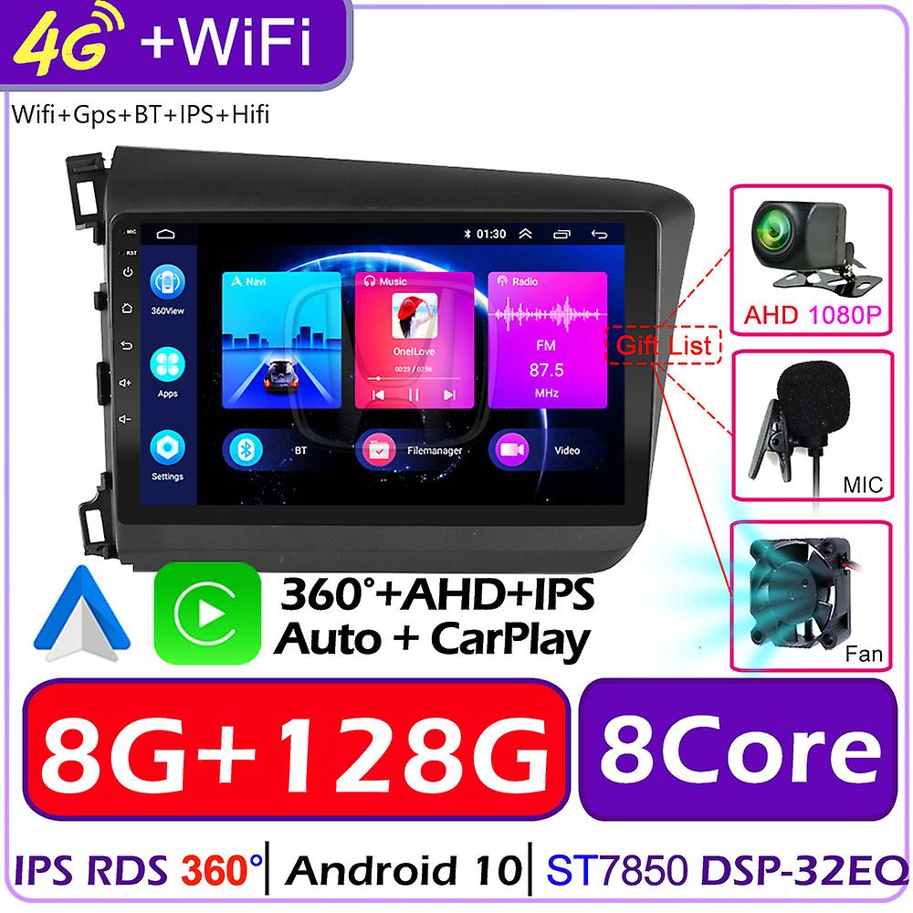 For Honda Civic 2012 2013 2014 2015 Android 10 Carplay Car Radio Multimedia Video Player Dsp Ips Gps Navigation 2 Din Autoradio