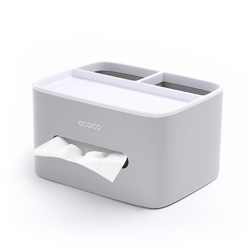 Tissue box, Multi-function box, Pen holder, Remote control holder, Tissue holder, Storage box, Cosmetic tissue box (Gray),20.5*12*16cm