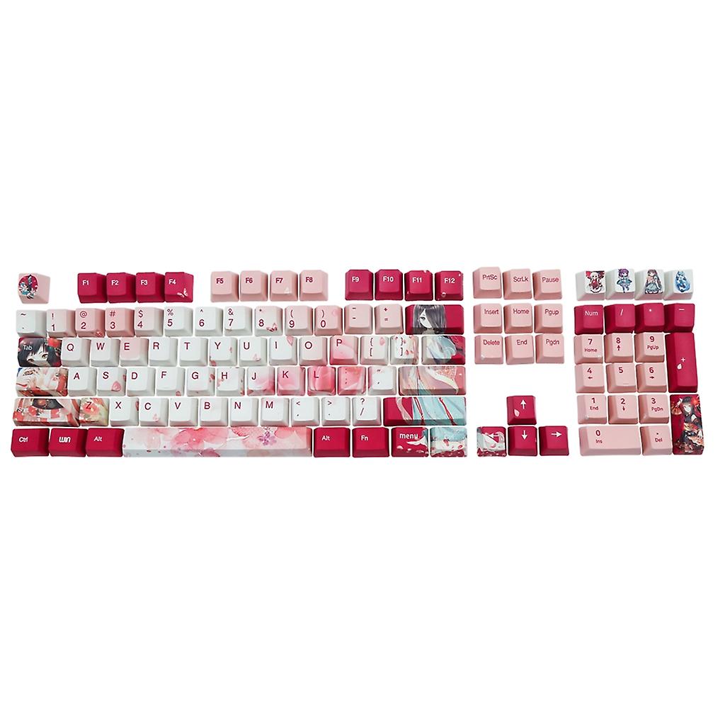 OEM PBT Keycaps for 108 Keys Mechanical Keyboard Keycap Dye Sub Peach Flower
