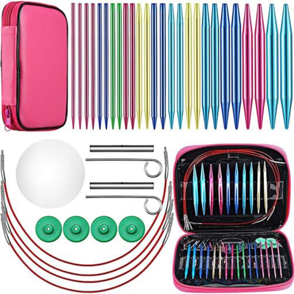 Colorful Circular Knitting Needle Kit with 13 Pairs Multifunctional Knitted Crochet Sewing Accessory