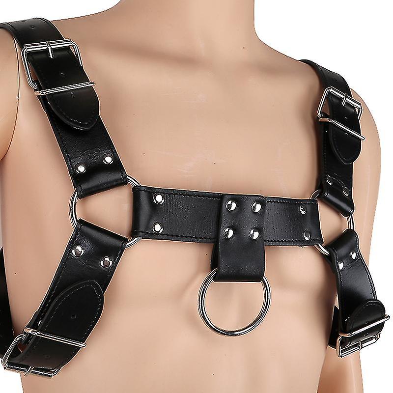 Men's Leather Restrain Chest Harness Adjustable Body Strap Flirting Costume