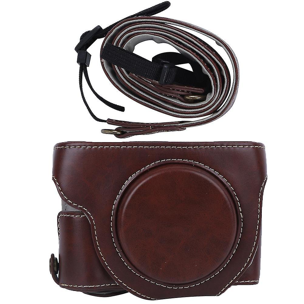 Pu Leather Camera Hard Shell Protective Case Bag Cover With Strap For Canon Powershot G5x Mark Ii G5xiicoffee