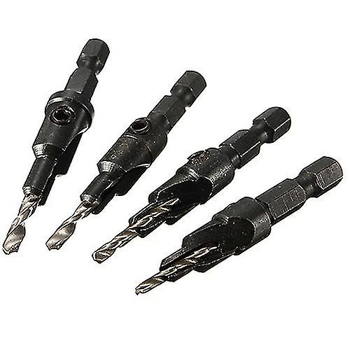 4 Pcs Hss Countersink Drill Bit Set Quick Change Hex Shank Screw #6 #8 #10 #12