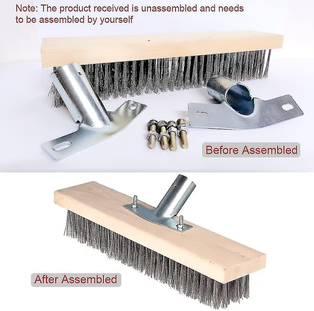 2pcs 12inch Large Pool Brush, Stainless Steel Bristles Deck Brush, Pool