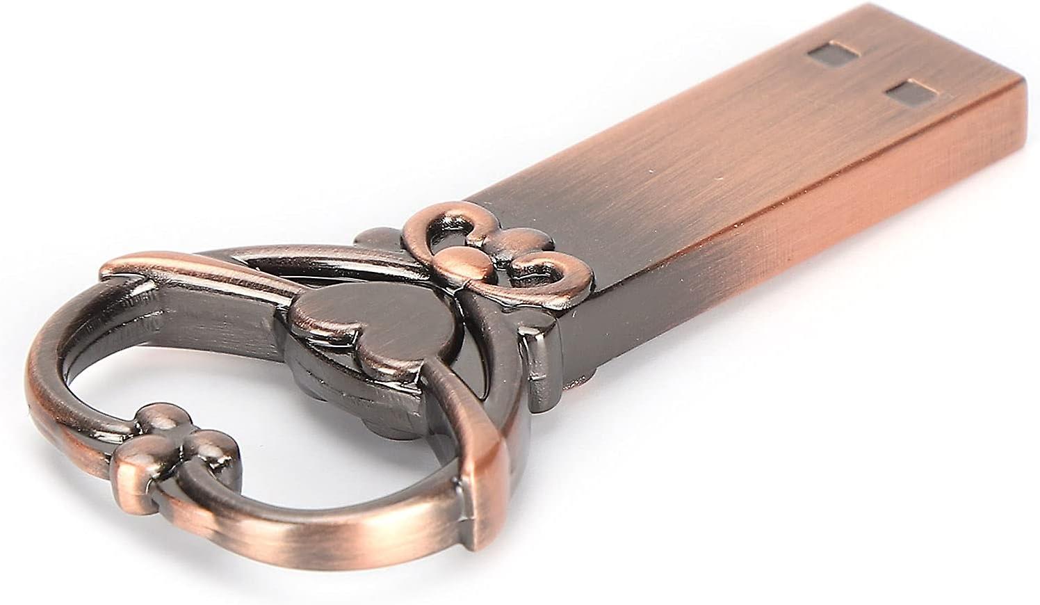 Flash Drive Metal, 2.0 Usb Flash Drive Metal, Portable U Disk With Retro Heart Shaped Ornaments, Sharing Data Storage Device For Tv, Computer (128gb)