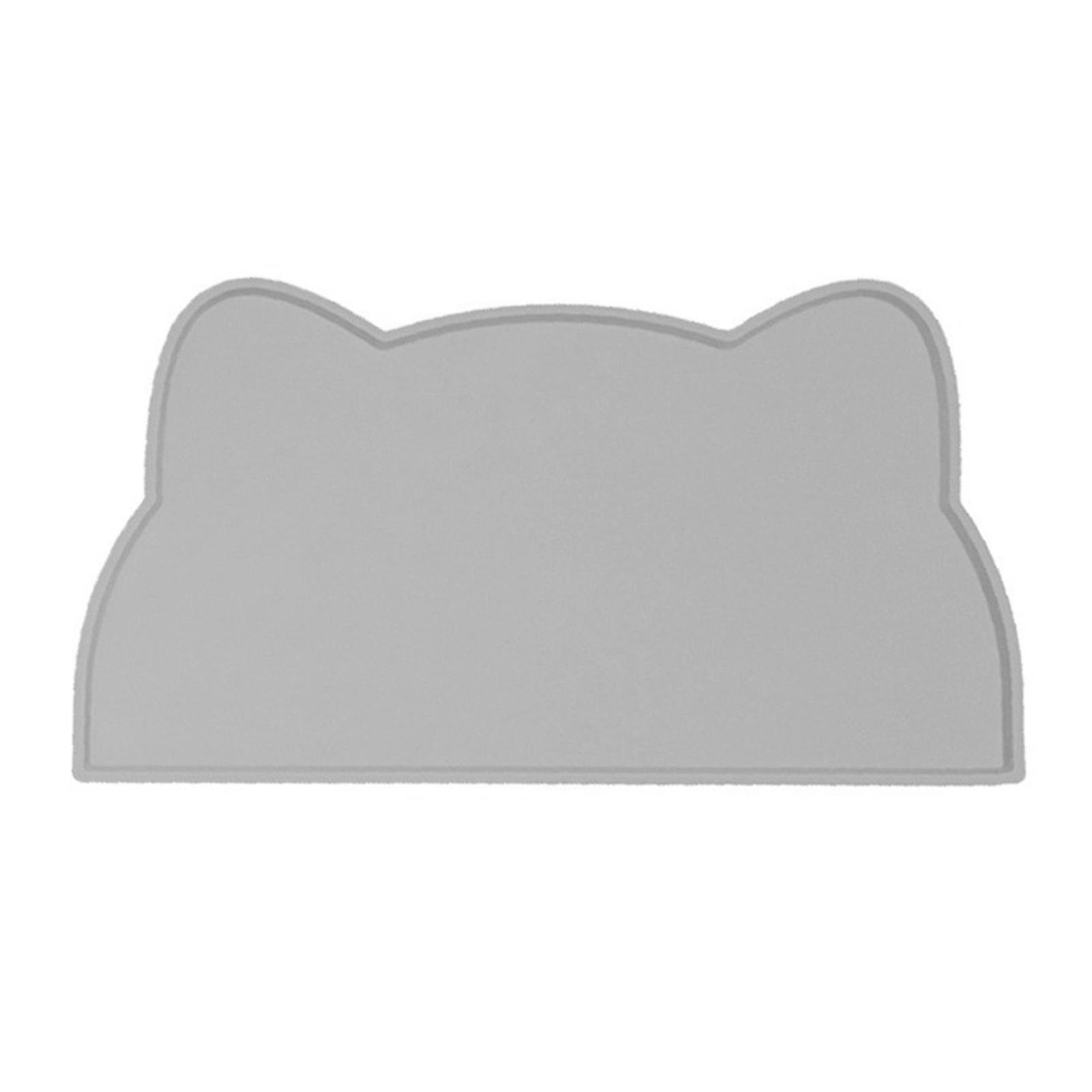 Cat Bowl Mat 17.3" Long and 9.8" Wide, Soft Silicone, Non-Slip and Spill-Proof, for Home and Indoor Use, Gray