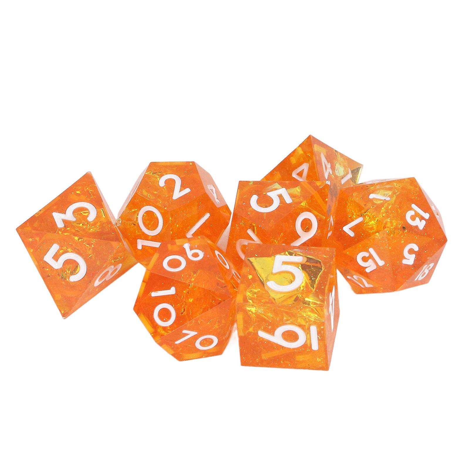 7PCS Polyhedral Dice Clear Numbers Pointed Edges Resin Dice Set for Role Playing Tabletop Games