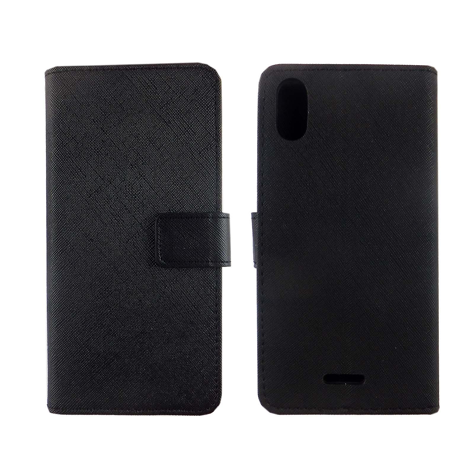 Housse Portefeuille Flip Pour Wiko Y60 - Cuir Artificiel Noir - Protection Complète - Neuf