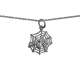 Silver 17x16mm Spider on Webb Pendant with a rolo Chain 24...