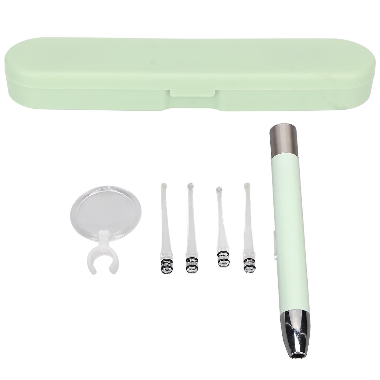 LED Ear Check Light, Dual Light Source, Earwax Removal, Ear Spoon with 4 Tips, Magnifying Lens, Green Light