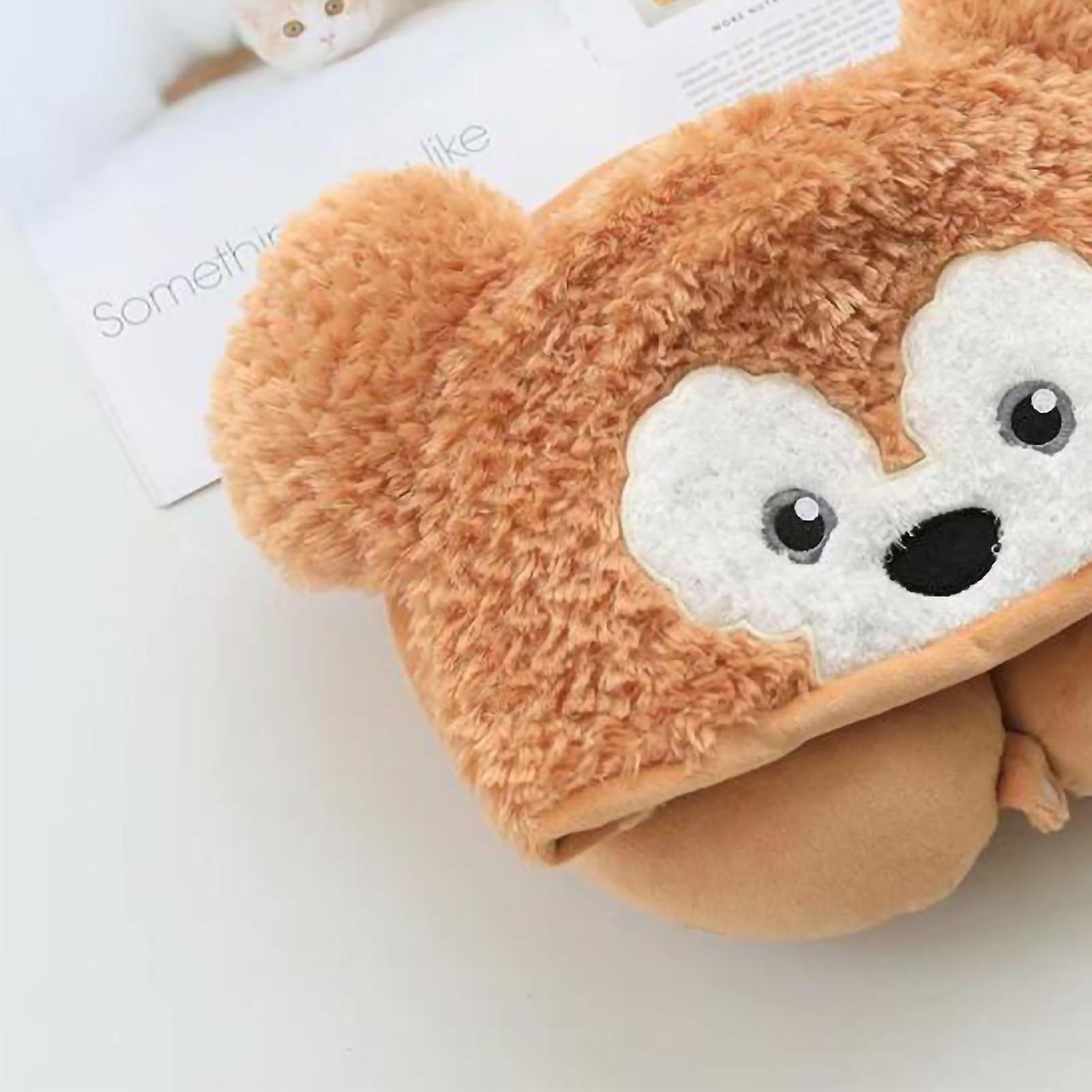 Oreiller de voyage en forme de U à capuche PP coton 200g ours jaune